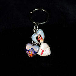 Metal keychain with 3 small heart, with picture of Sisi and Royal Palace of Gödöllő