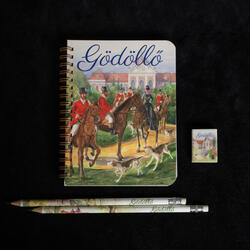 „Gödöllő” labeled spiral notebook-pencil-eraser set