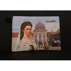 Cosmetic bag decorated with picture of Sisi and Royal Palace of Gödöllő 