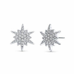 Sisi star pin earrings with extra crystals of Swarovski, rhodium coating