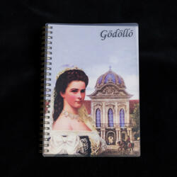 Spiral notebook, decorated with image of Queen Elizabeth and the Royal Palace of Gödöllő