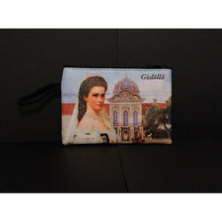 Coin purse with zipper, decorated with the picture of Sisi and the Royal Palace of Gödöllő