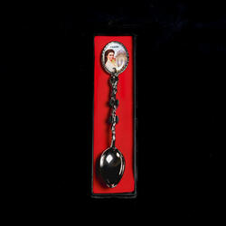 Silver-plated teaspoon with a picture of Sisi and the royal Palace of Gödöllő
