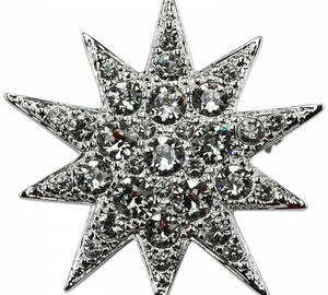 Sisi star brooch with Swarovski crystals, rhodium coating