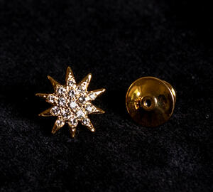 Sisi star pin brooch with Swarovski crystals, gold coating