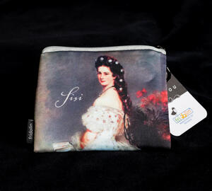 Coin purse with zipper, made of sponge textile, decorated with famous painting of Sisi