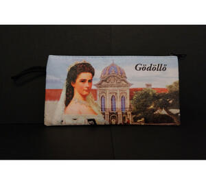 Textile pencil case decorated with a picture of Sisi and the Royal Palace of Gödöllő