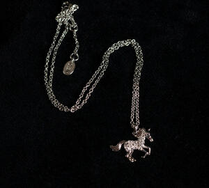  Horse pendant necklace  with swarovski crystals, rhodium