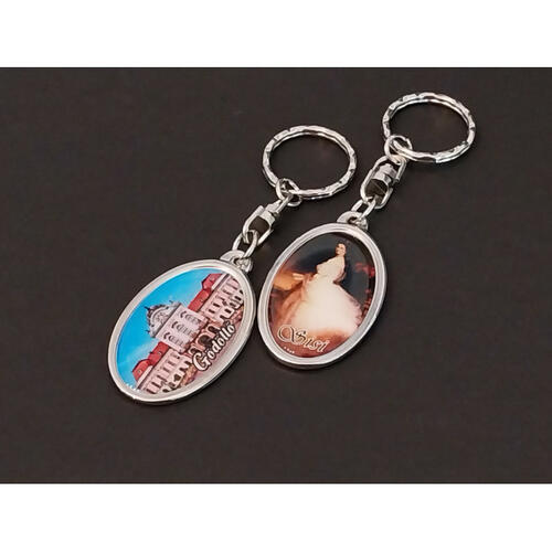 Key chain, with the picture of Sisi and the Royal Palace of Gödöllő
