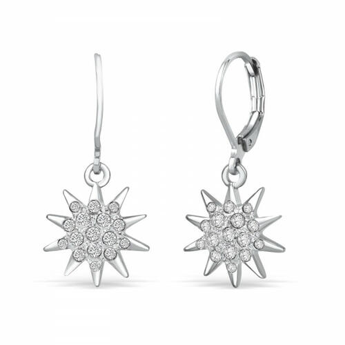 Sisi star classic dangling earrings with Swarovski crystals, rhodium coatings