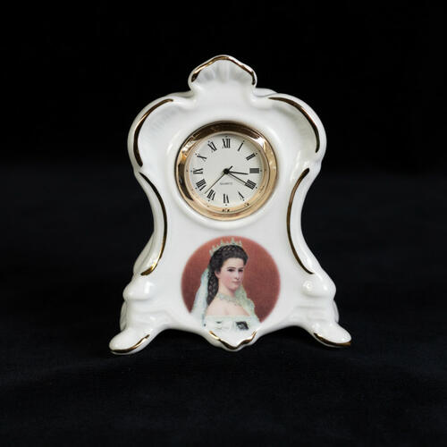 Porcelain clock with Sisi's coronational picture