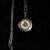 Open pendant decorated with violet gobelin on necklace